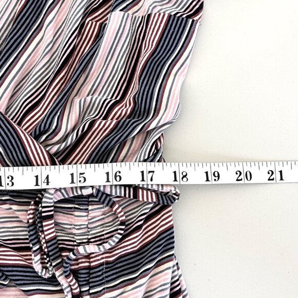 Lane Bryant Faux Wrap Maxi Dress Size 18/20 Striped Short-Sleeve Ruched VGUC - Picture 14 of 16